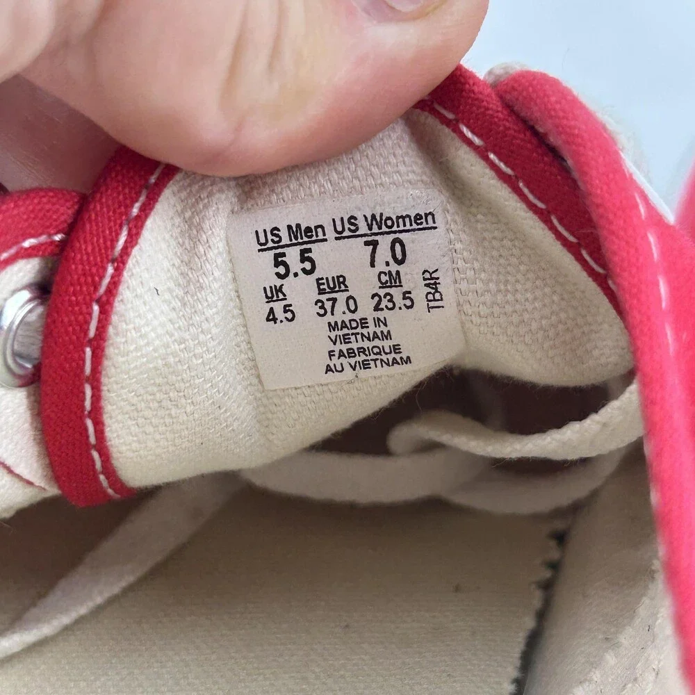Vans Shoes Mens Size 5.5 Red Canvas Low Top Skateboarding Sneakers Lace Up